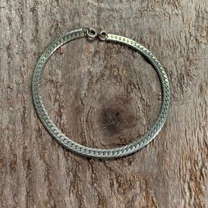 Herringbone snake chain silver bracelet vintage
